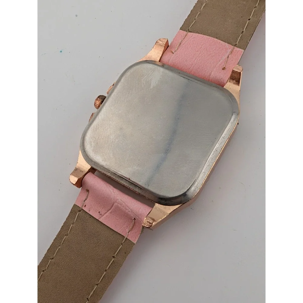 Women's Quartz Watch 32mm Rose Gold Case Rhinestones Pink Band- New Battery